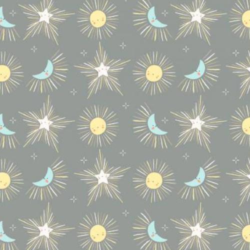 Star Bright Moon/Stars Grey By Jennifer Ellory From P & B Textiles