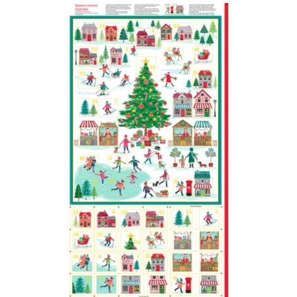 Skaters Advent Calendar Teal By Makower For Andover