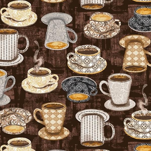 Coffee Connoisseur Mug Collection Dark Roast By Jean Plout For Whistler Studios From Windham Fabrics