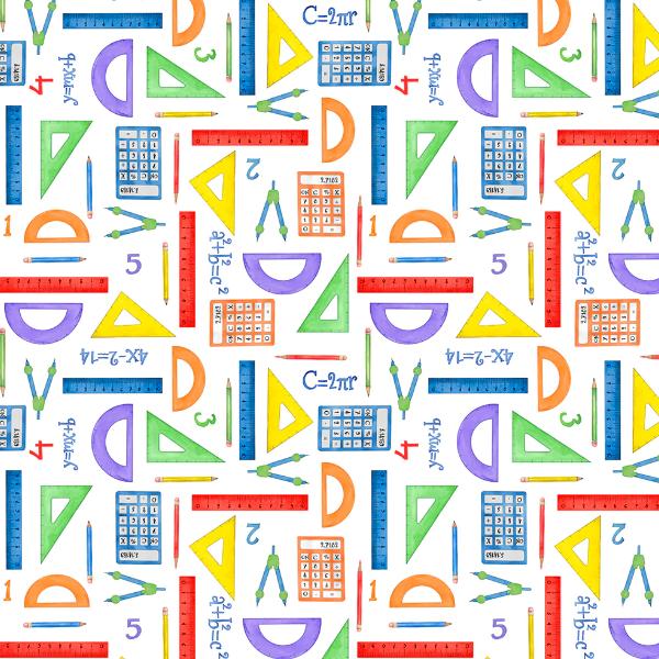 School Is Cool Math Supplies White By Nancy Mink From Wilmington Prints