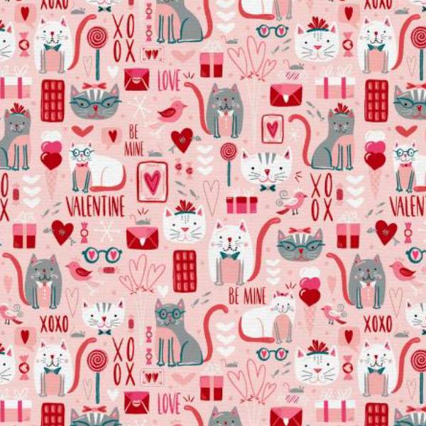 Love Cats Valentine Cats Red/Pink By Zirkus Design Collection For Paintbrush Studio