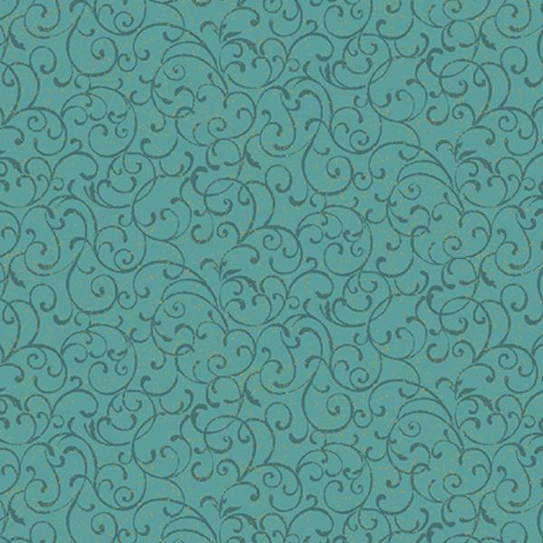 Festive Medley Winter Scroll Medium Teal By Jackie Robinson For Benartex