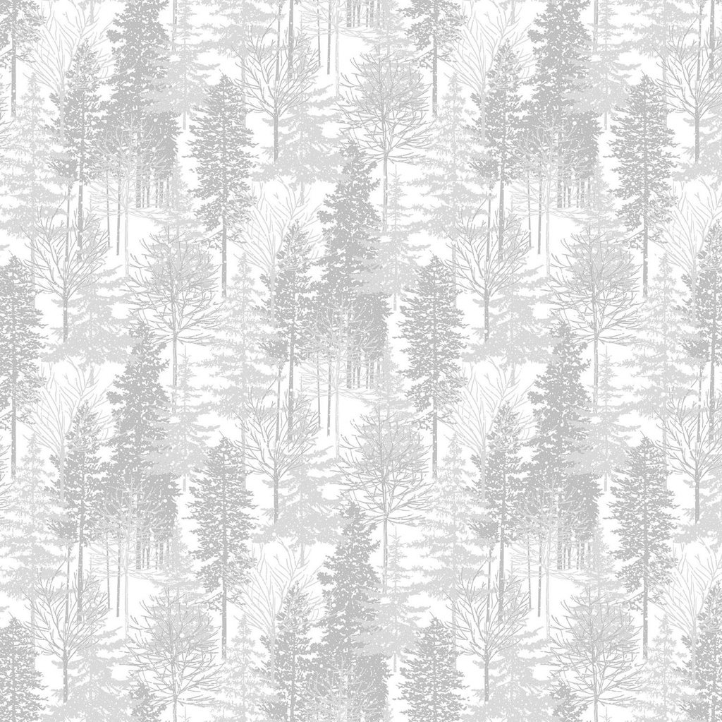 Enchanted Trees Gray + Glitter By Sandra Will For Northcott