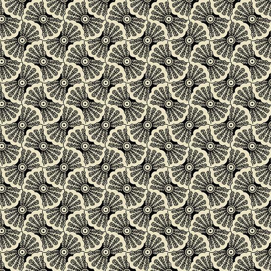 Reminiscence Coral Wheel Black From Andover Fabric