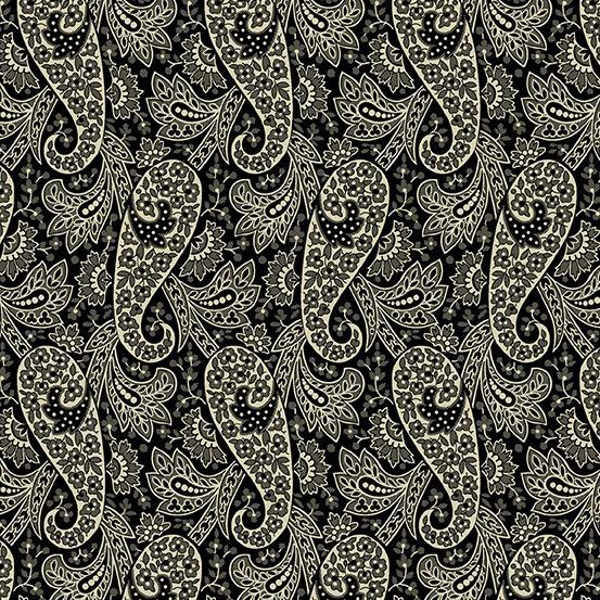 Reminiscence Paisley Black From Andover Fabric