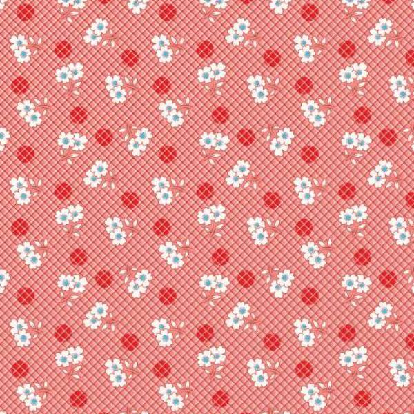 Basin Feedsacks Daisy Red By Stacy West For Riley Blake 