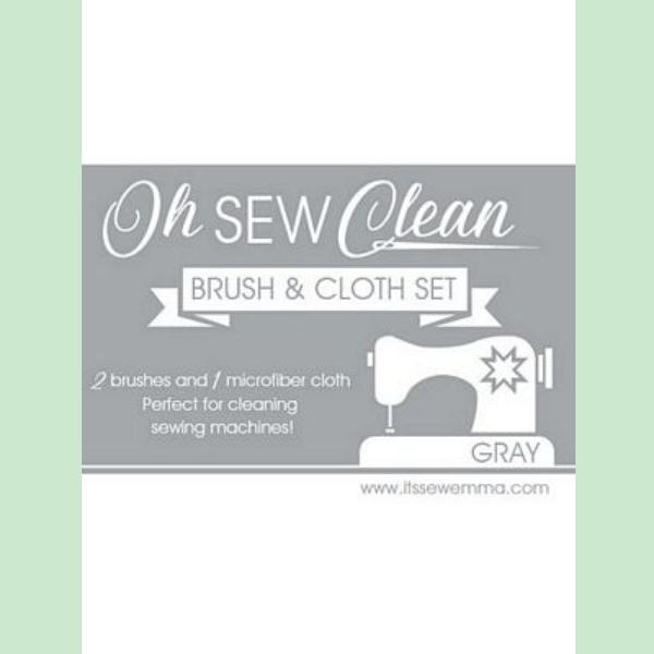 Oh Sew Clean Brush and Cloth Set Gray