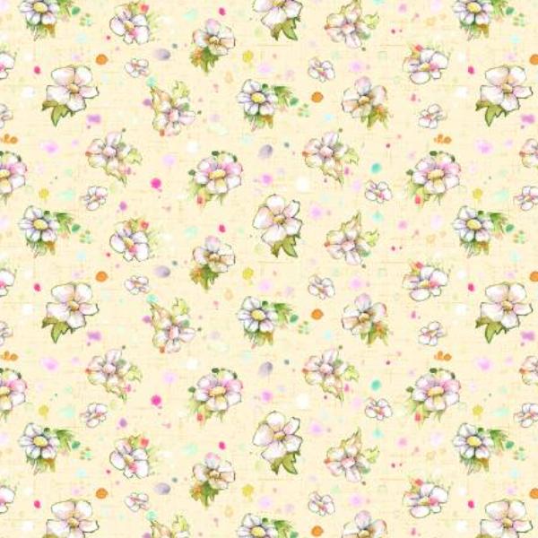 Boots & Blooms Small Floral Yellow By Sillier Than Sally Designs For P & B Textiles