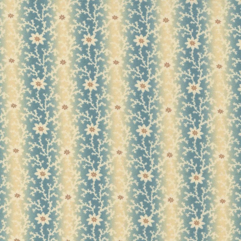 Kates Garden Gate Floral Stripe Aqua by Betsy Chutchian for Moda Fabrics