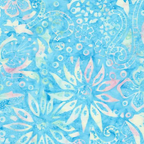 Tonga Batik Chiffon Tropical Sea Floral Aqua From Timeless Treasures