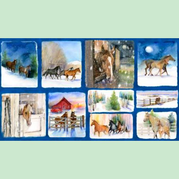 Snowfall On The Range Pathwork Block Panel Blue By John Keeling For 3 Wishes Fabric