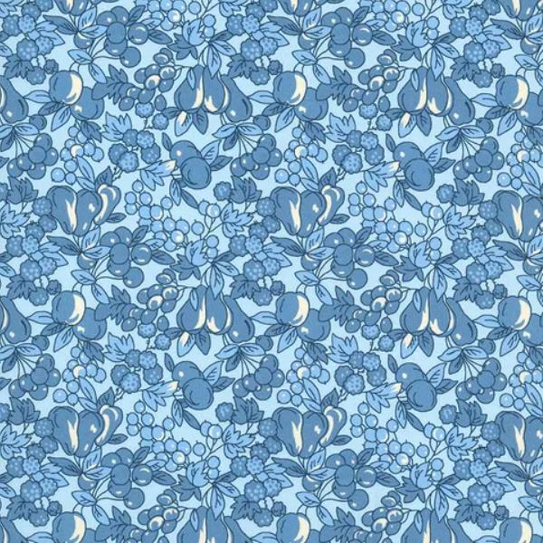 Sunnyside Farm Fruit Blue By Debbie Beaves From Flowerhouse For Robert Kaufman Fabrics