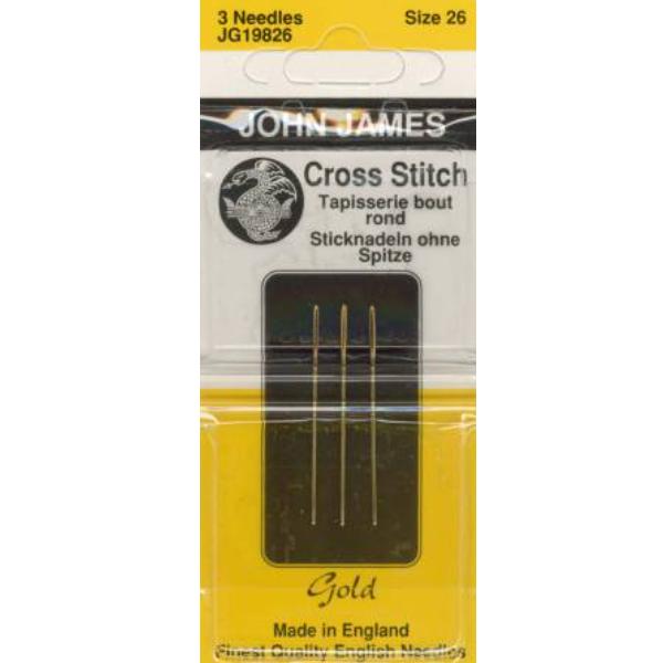 John James Cross Stitch Tapestry Gold Needles Size 26