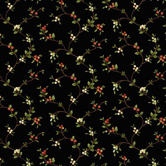 Holiday Foliage Holly Vine Black By Laura Berringer For Marcus Brothers