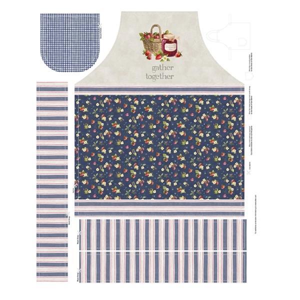 Homemade Happiness Apron Panel Blue By Silvia Vassileva Collection For P