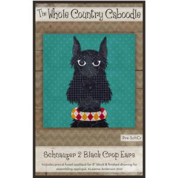 Schnauzer 2 Black Crop Ears Precut Prefused Applique Kit From The Whole Country Caboodle