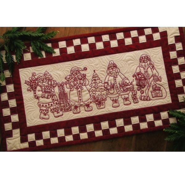 Santa Quartet Table Runner Machine Embroidery Kit