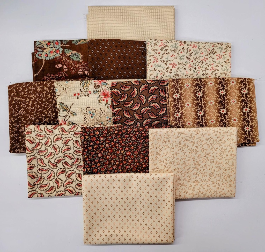 Kate's Garden Gate Tan Fat Quarter Bundle from Moda