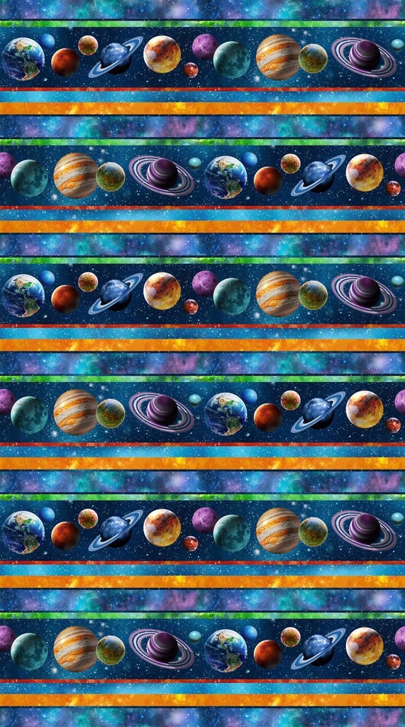 Universe Border Stripe Navy/Multi By Adrian Chesterman For Northcott