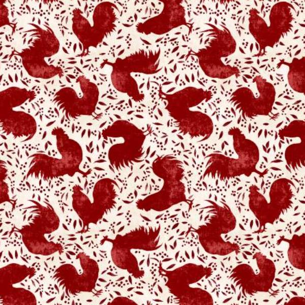 Proud Rooster Toss Ivory/Red By Susan Winget For Wilmington Prints