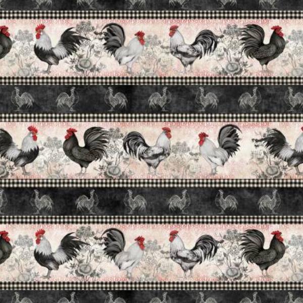 Proud Rooster Stripe Multi By Susan Winget For Wilmington Prints