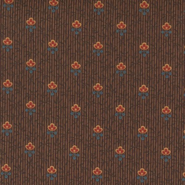 Rose Fleur Stripe Dark Brown By Jo Morton For Moda Fabrics