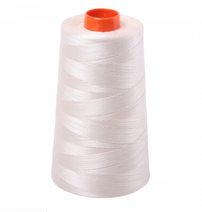 Mako Cotton Embroidery Thread Solid 50wt 6452 yds Silver White