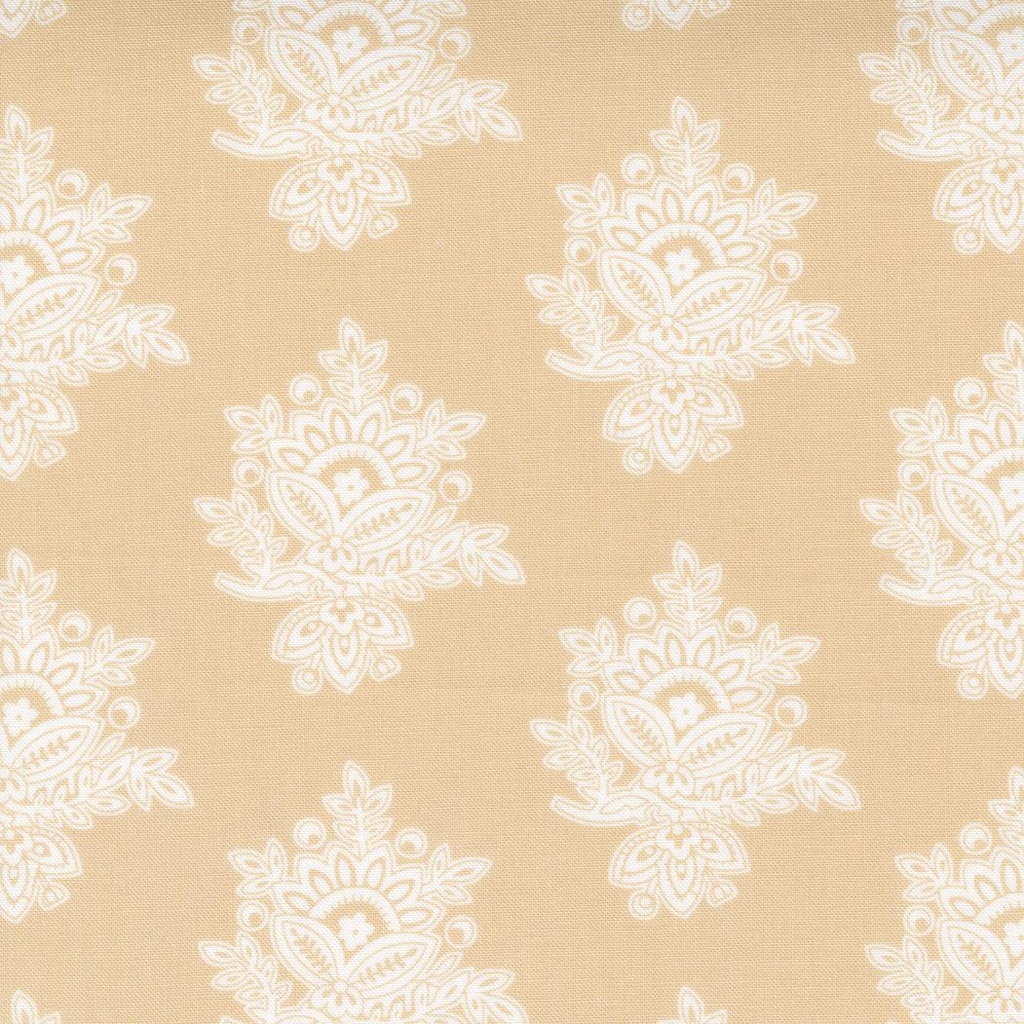 Cinnamon Cream Vintage Block Flax By Fig Tree Co. For Moda