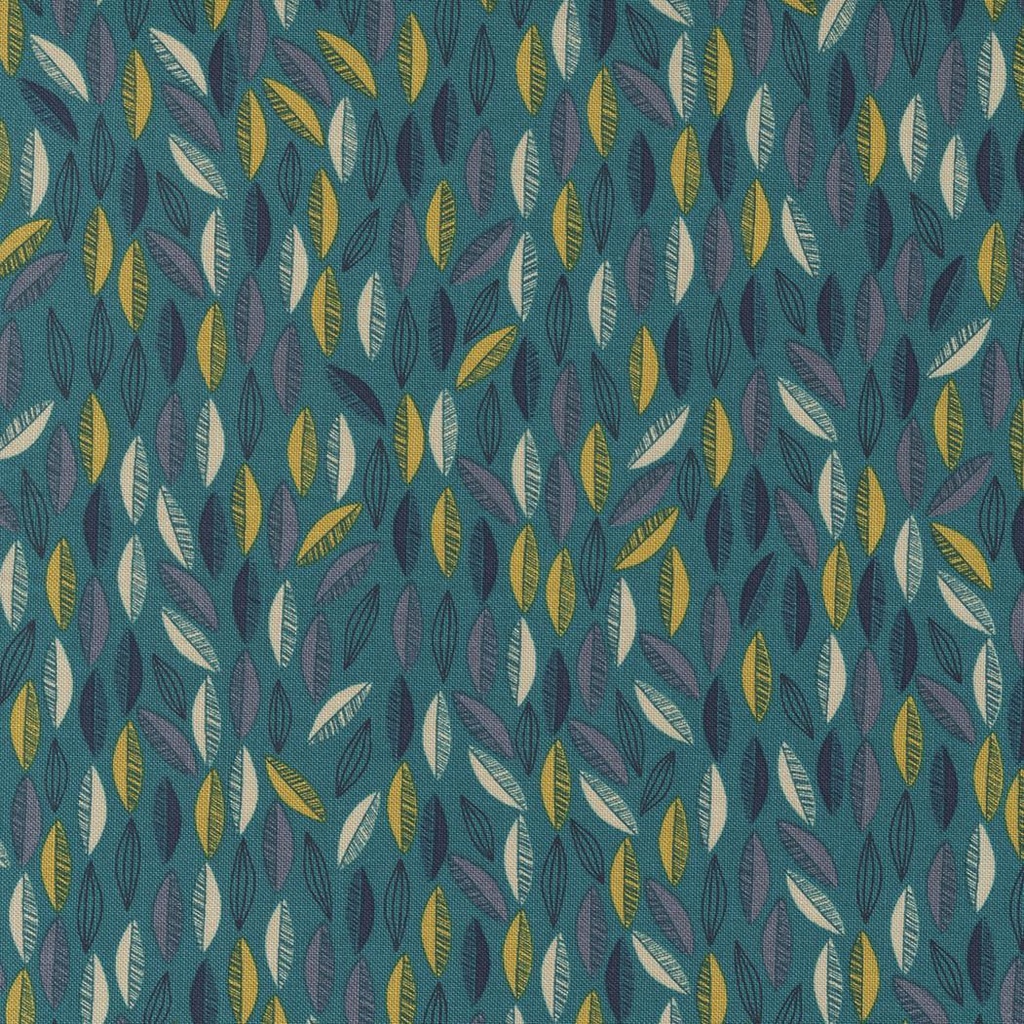 Songbook A New Page Leaf Dark Teal by Fancy That Design House for Moda