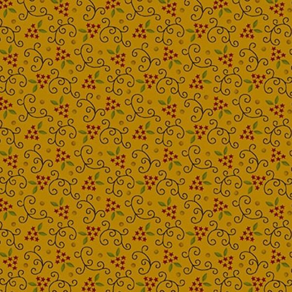 Scraps Of Kindness Star Vine Mustard By Kim Diehl For Henry Glass