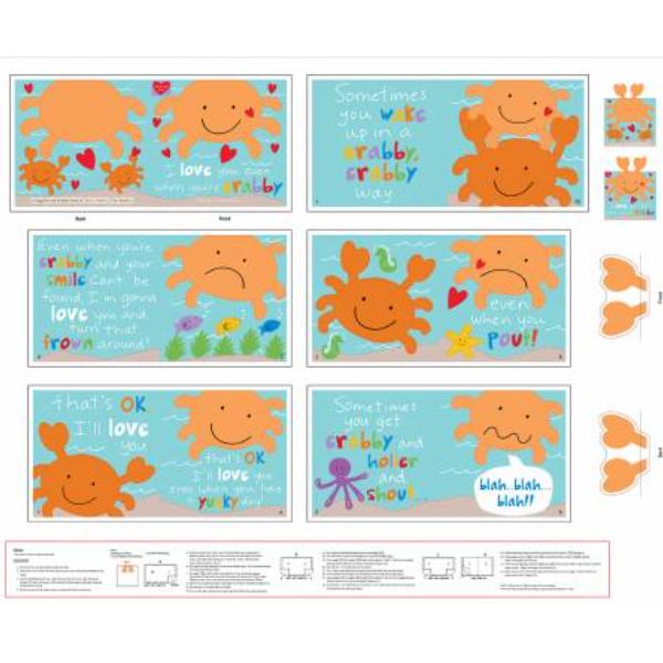 Huggable & Loveable 12: Crabby Book Panel By Sandra Magsamen For Studio E