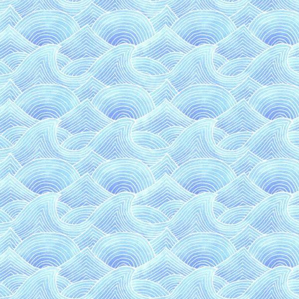 Deep Blue Sea Waves Light Blue By Stephanie Peterson Jones For P&B Fabrics