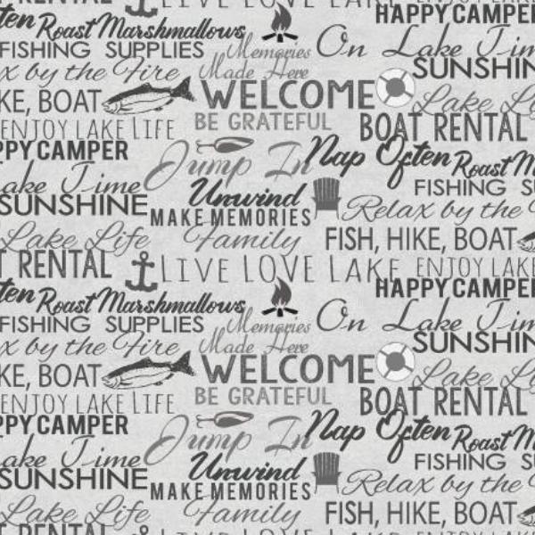 On Lake Time Words Light Pewter By Dan Dipaolo For Clothworks