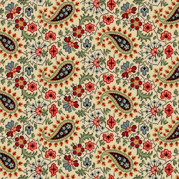 Villa Flora Dotted Paisley Cream By Paula Barnes For Marcus Fabrics