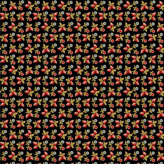 Villa Flora Baby Buds Black By Paula Barnes For Marcus Fabrics