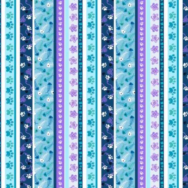 Meow Small Stripe Ink/Hyacinth By Angie Rozelaar For Studio E