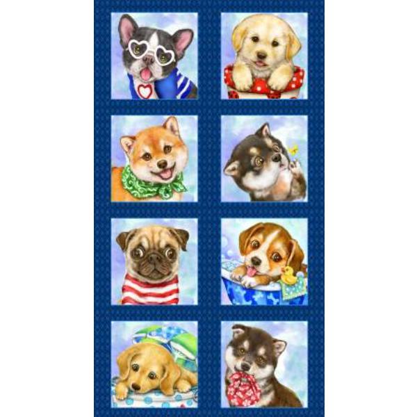 Trendy Pups Block Panel Navy By Kayomi Harai For Studio E