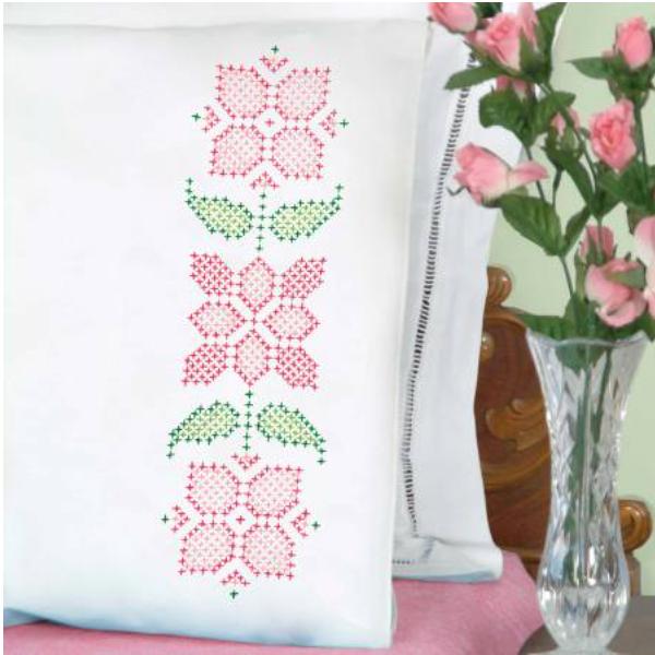 Pillowcases Perle Edge Pretty in Pink from Jack Dempsey Needle Art