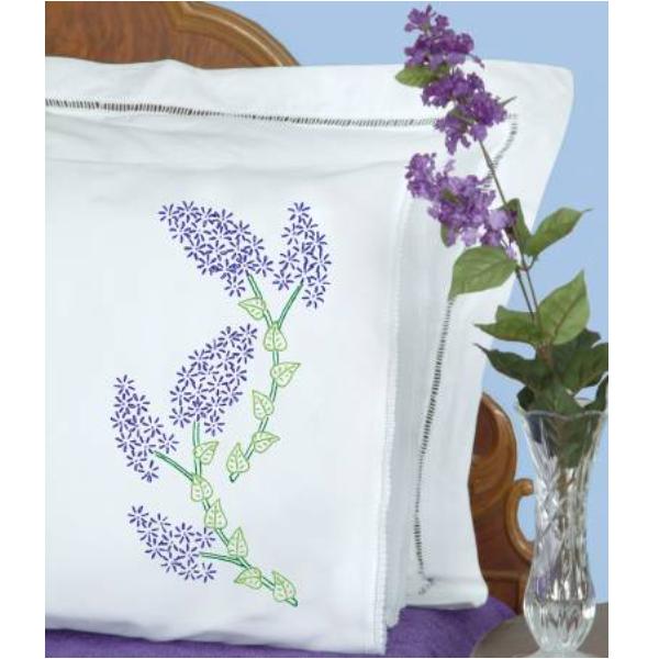 Pillowcases Lace Edge Lilacs From Jack Dempsey Needle Art