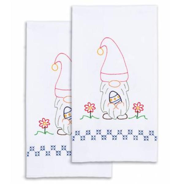 Decorative Hand Towel Easter Gnome White By Jack Dempsey