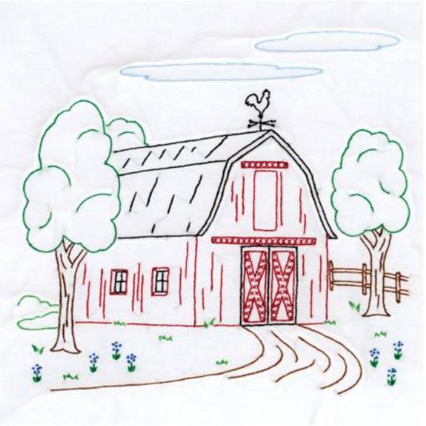 18" White Quilt Blocks: Barn By Jack Dempsey