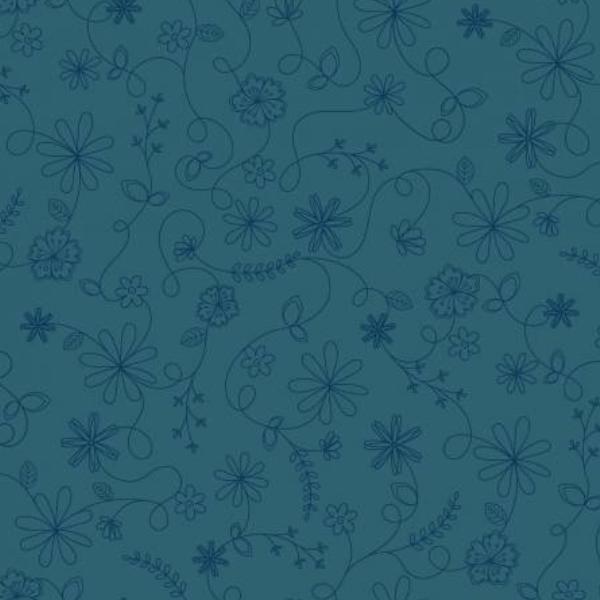 Vintage Flora Swirl Floral Blue By Kimberbell Designs For Maywood