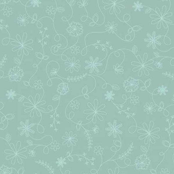 Vintage Flora Swirl Floral Aqua By Kimberbell Designs For Maywood