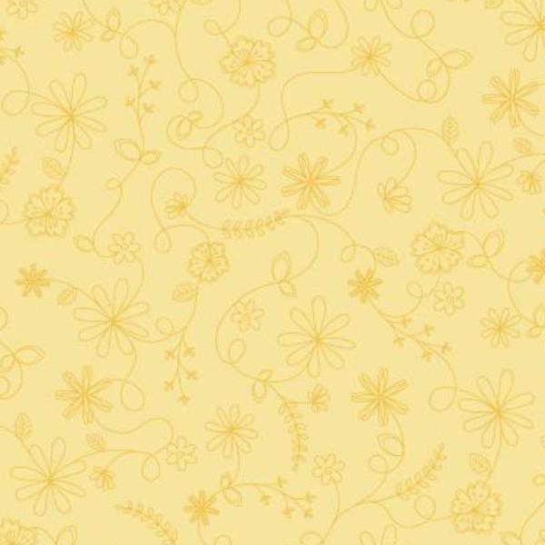 Vintage Flora Swirl Floral Yellow By Kimberbell Designs For Maywood