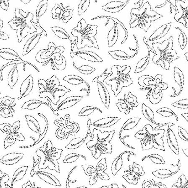 Ramblings Dotted Floral 108" White On White By P & B Textiles