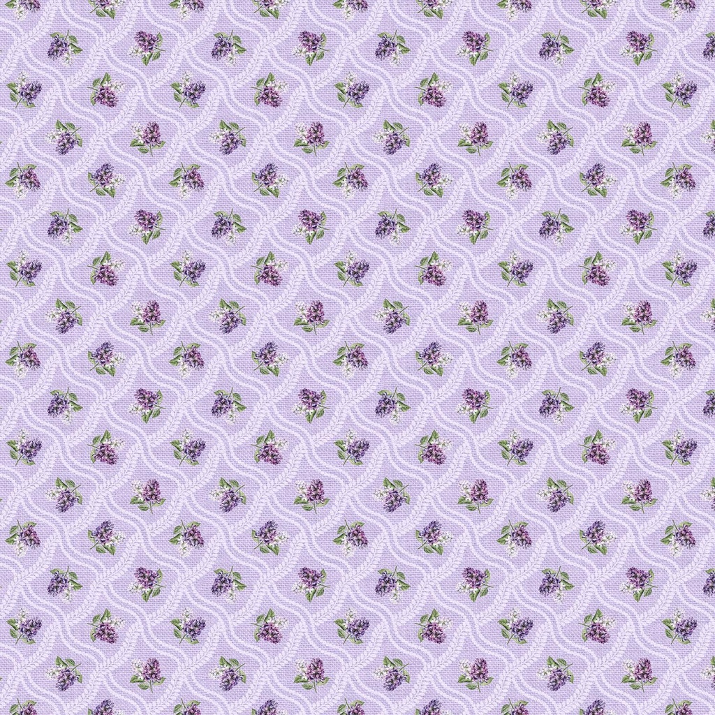 Lilac Garden Lilac Grid Pale Lilac/Multi By Deborah Edwards For Northcott