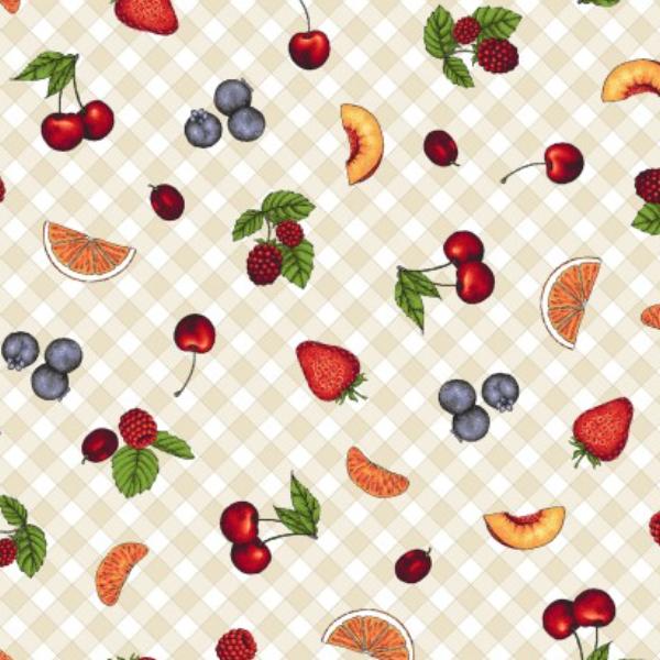 Fancy Fruit Gingham Fruit Cream By Kris Lammers For Maywood Studio