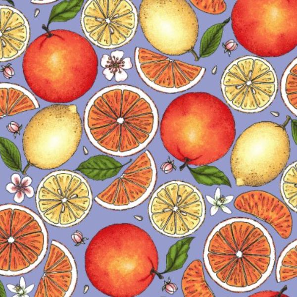 Fancy Fruit Citrus Blue By Kris Lammers For Maywood Studio