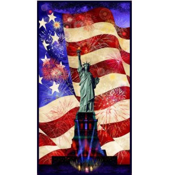 Lady Liberty and Flag Panel by Chong-A Hwang for Timeless Treasures