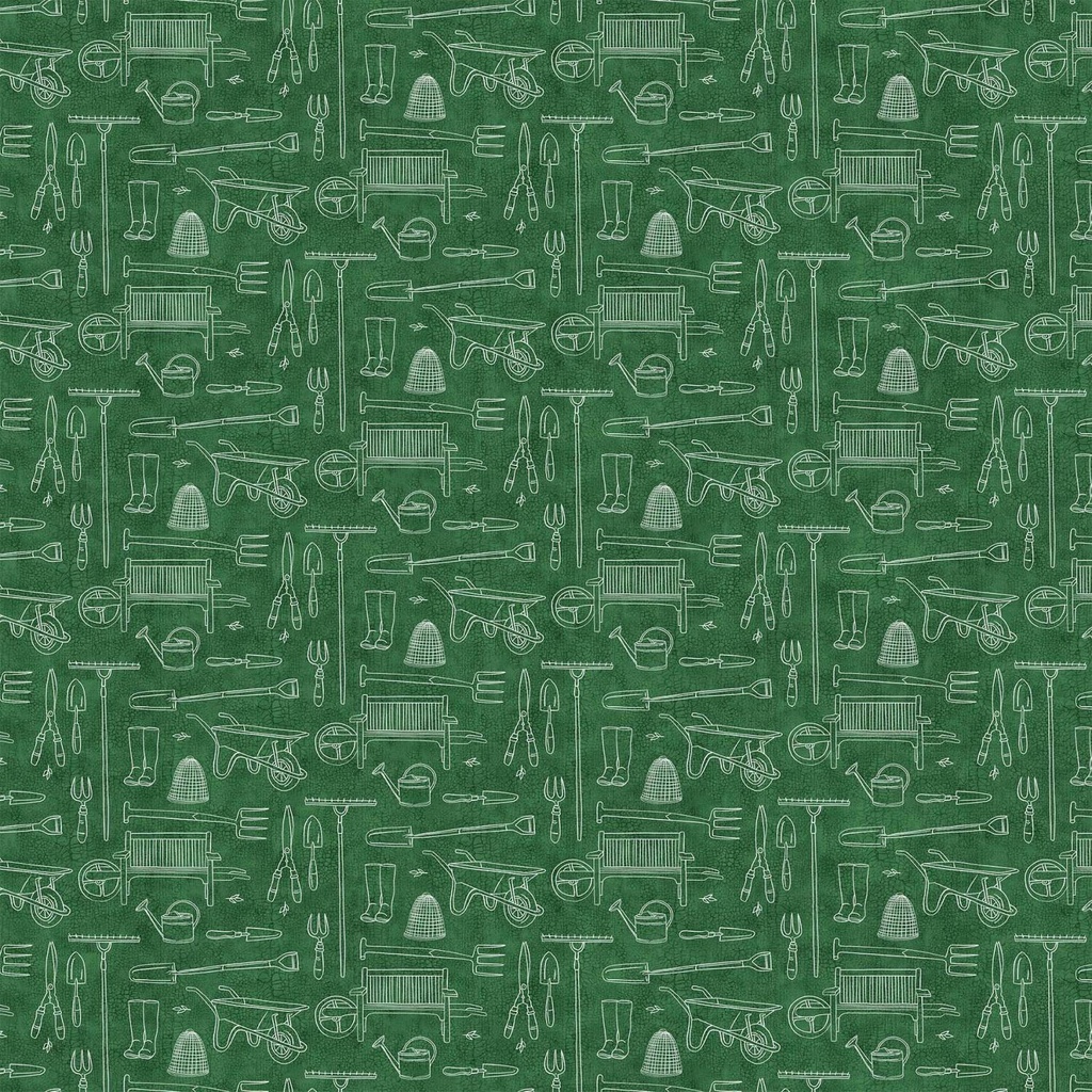 Plant With Love Toile Green By Sherri Buck Baldwin For Northcott